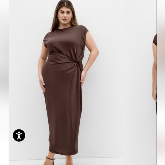 CITY CITY Knot Satin Dress - Truffle - Picture 4 of 5